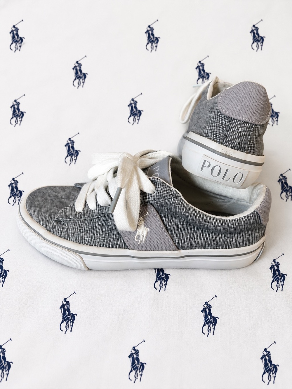 Polo by Ralph Lauren Kids Gray Canvas Low-Top Sneakers
